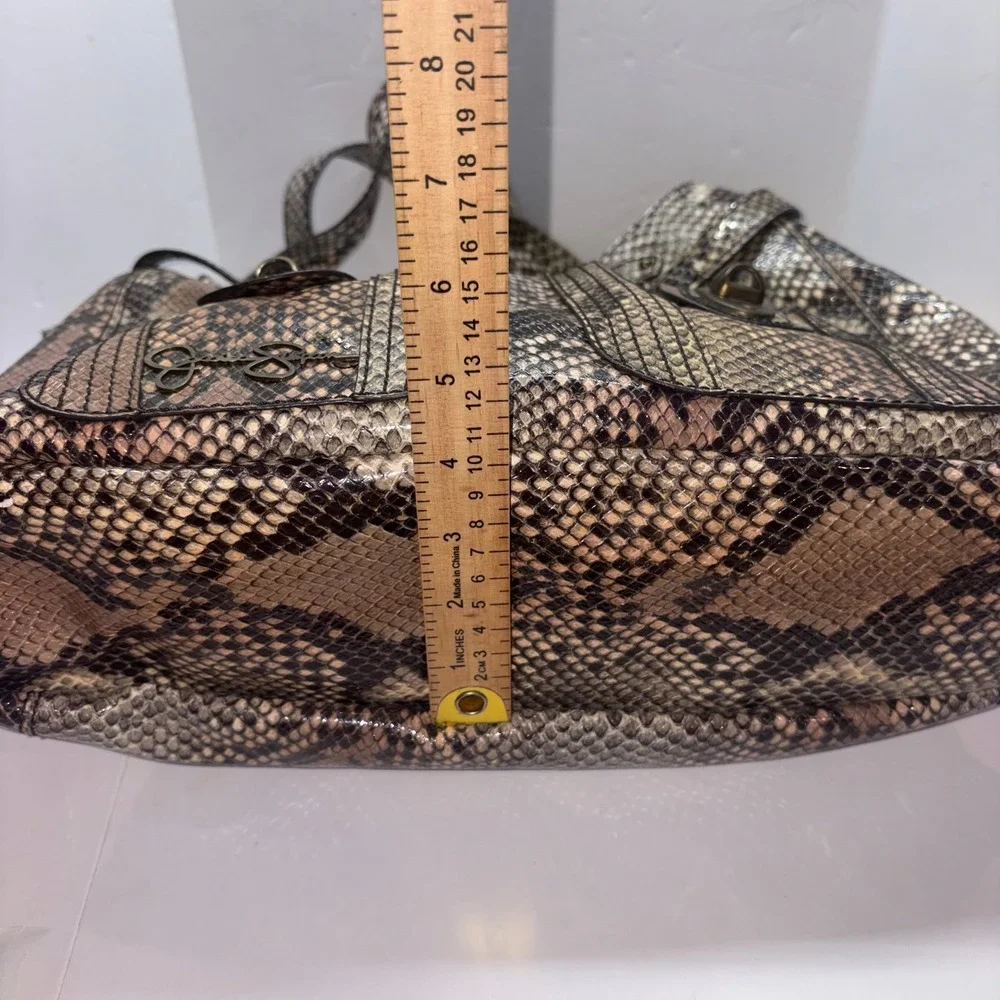 Y2K Hobo Bag Womens Large Brown Snakeskin Print Studded Jessica Simpson